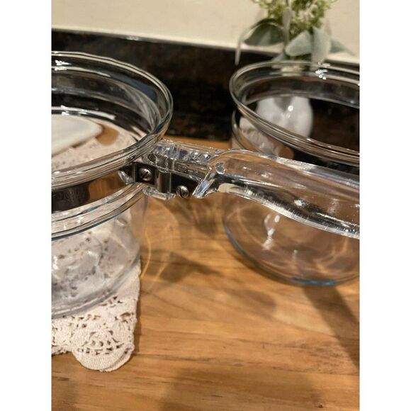 Vintage 3 piece Pyrex Flameware Double Boiler - Picture 6 of 10